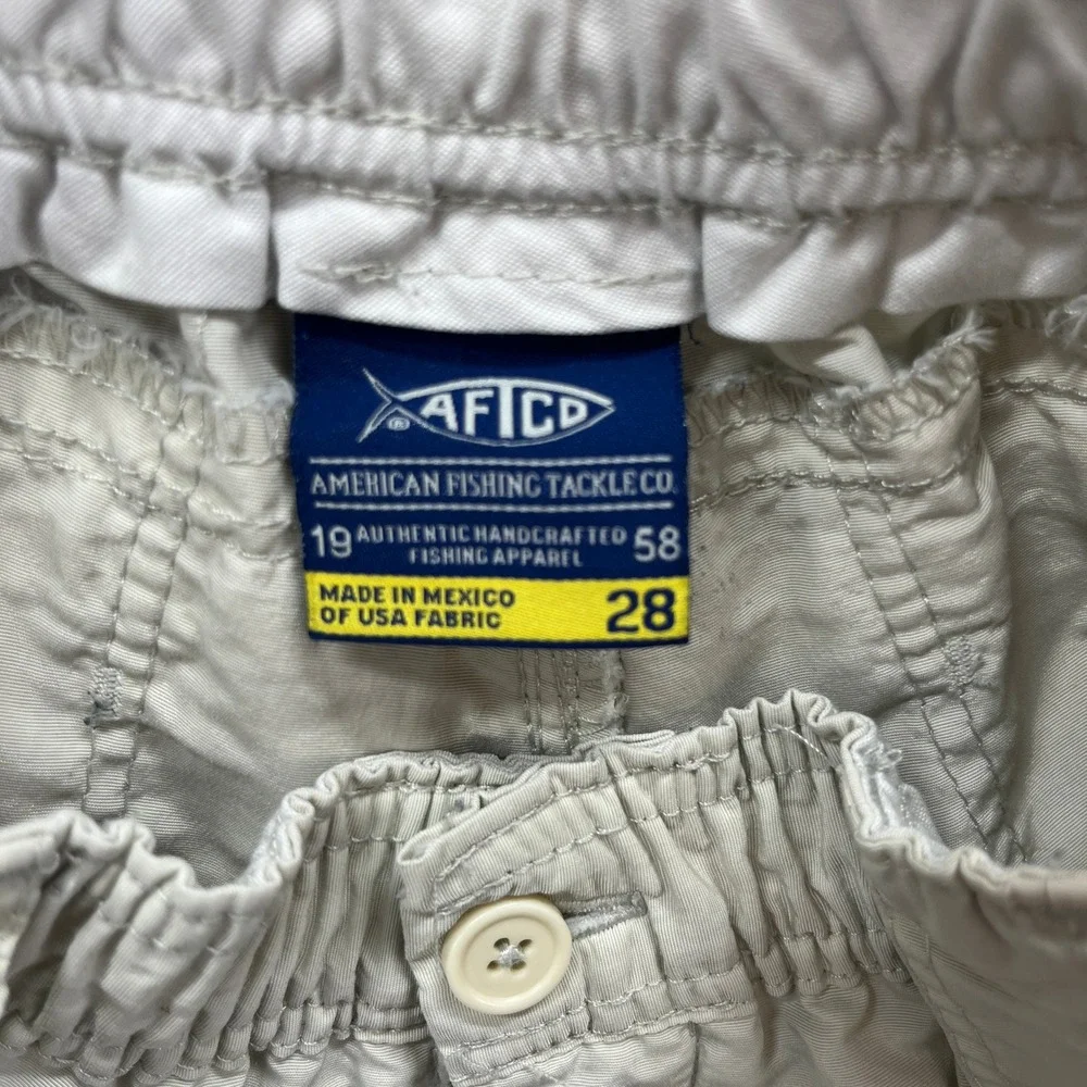 AFTCO Fishing Shorts Boys 28 Tan Nylon Cargo Utility Outdoor Gorpcore Angler